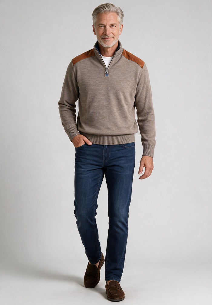 Paul & Shark Half Zip Sweater — worn with denim