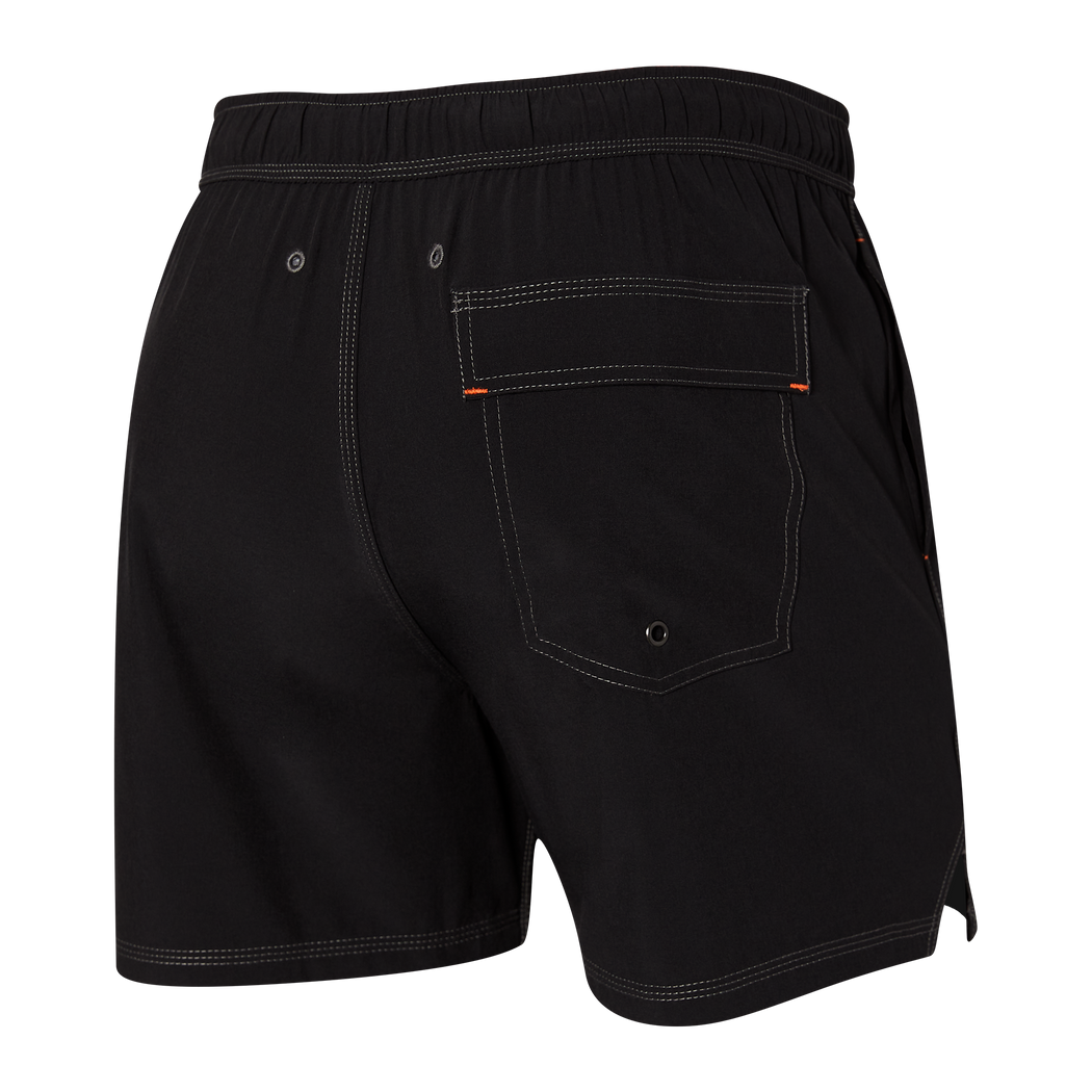 Back view of Saxx Oh Buoy Swim Shorts in Solid Black with Quick Drain Pockets