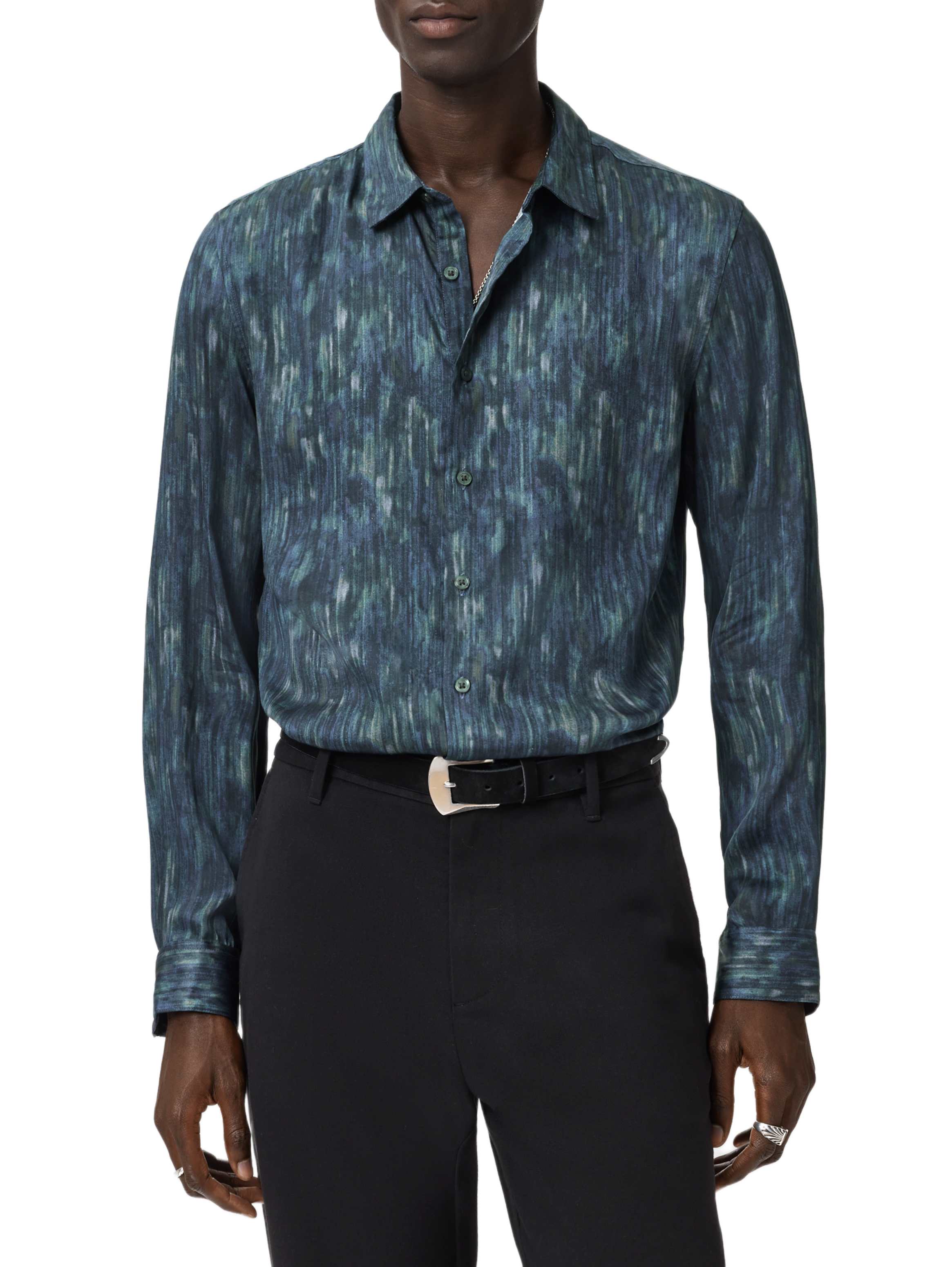 John Varvatos Ross Long Sleeve Shirt, NAVY