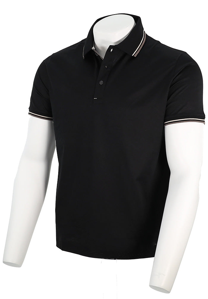 Paul & Shark Men's Jersey Cotton Polo Shirt In Black Angled View 25411258