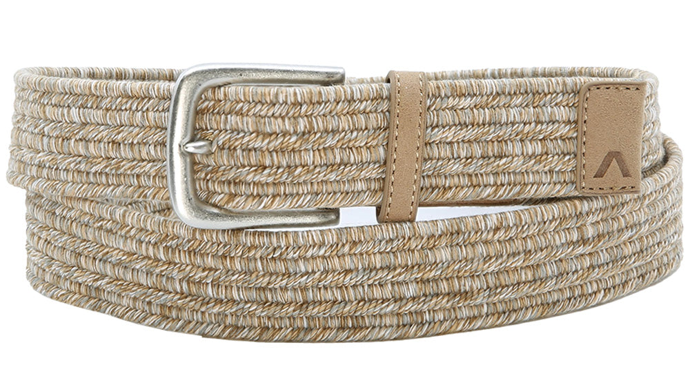 Alberto Miles Textured Woven Belt For Men In Sand B8315 - Mondo Uomo
