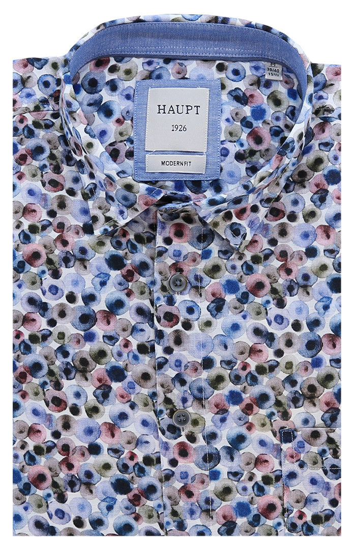 Haupt Men's Short Sleeve Shirt with Artistic Flair - Mondo Uomo