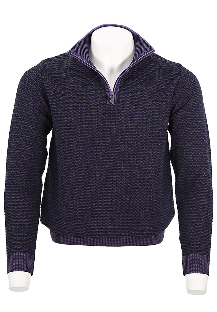 St. Croix Men's Two Tone Texture Zip Mock In Empire - Mondo Uomo