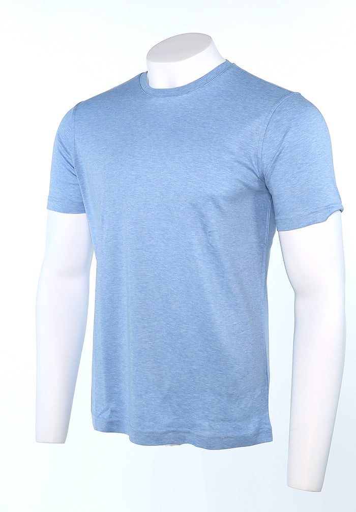 Raffi Aqua Cotton Lafayette Crew Neck Tee in Water – view 2 #Color_Water