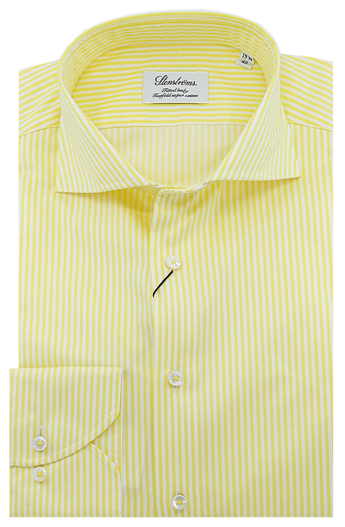 Stenstroms Men's Yellow Bengal Stripe Long Sleeve Shirt 612111 3365 - Mondo Uomo