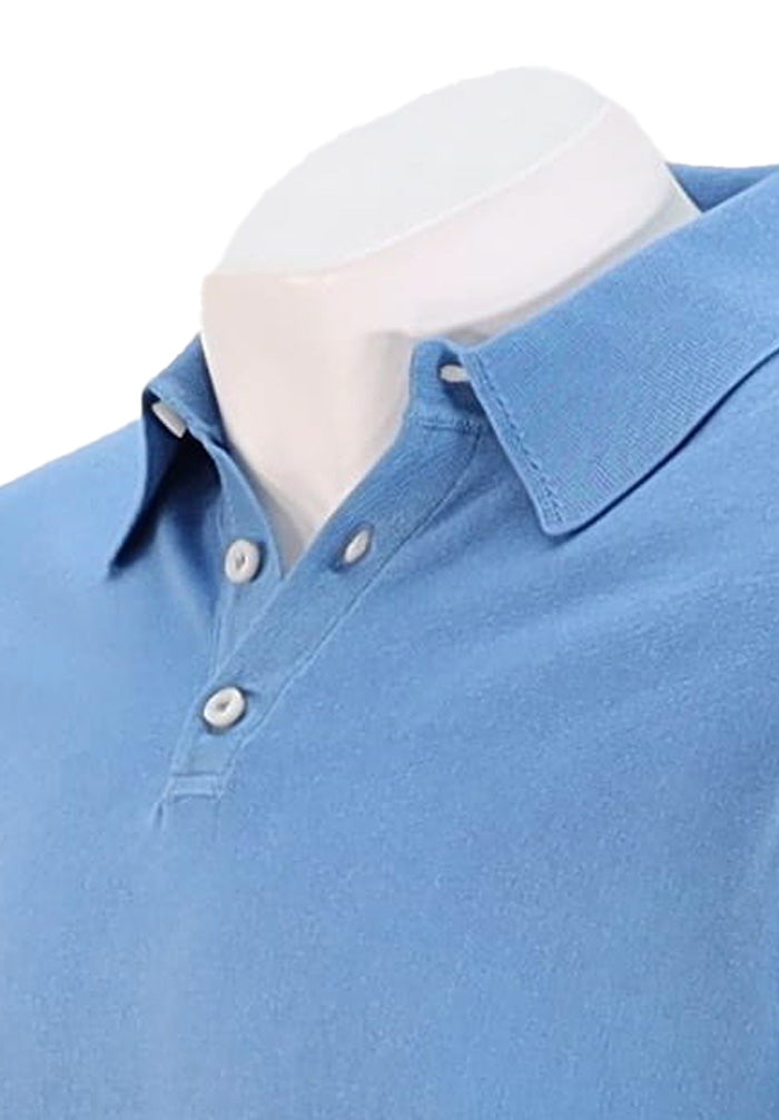 Paul & Shark Men’s Bright Blue Polo Shirt with Classic Collar and Logo Badge Close Up
