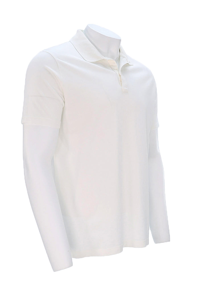 Paul and Shark Men’s Solid White Cotton Polo Angled View 24411204-010