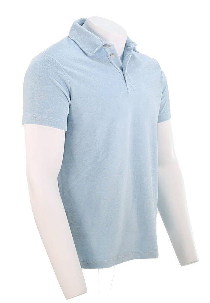 Paul & Shark Men’s Light Blue Short Sleeve Polo Shirt in Terry Cloth Angld View 24411306