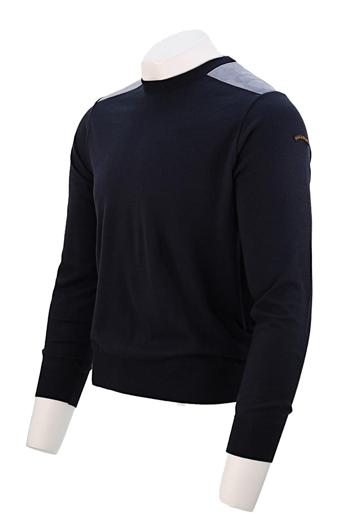 Paul and Shark Crew Neck with Leather Detail