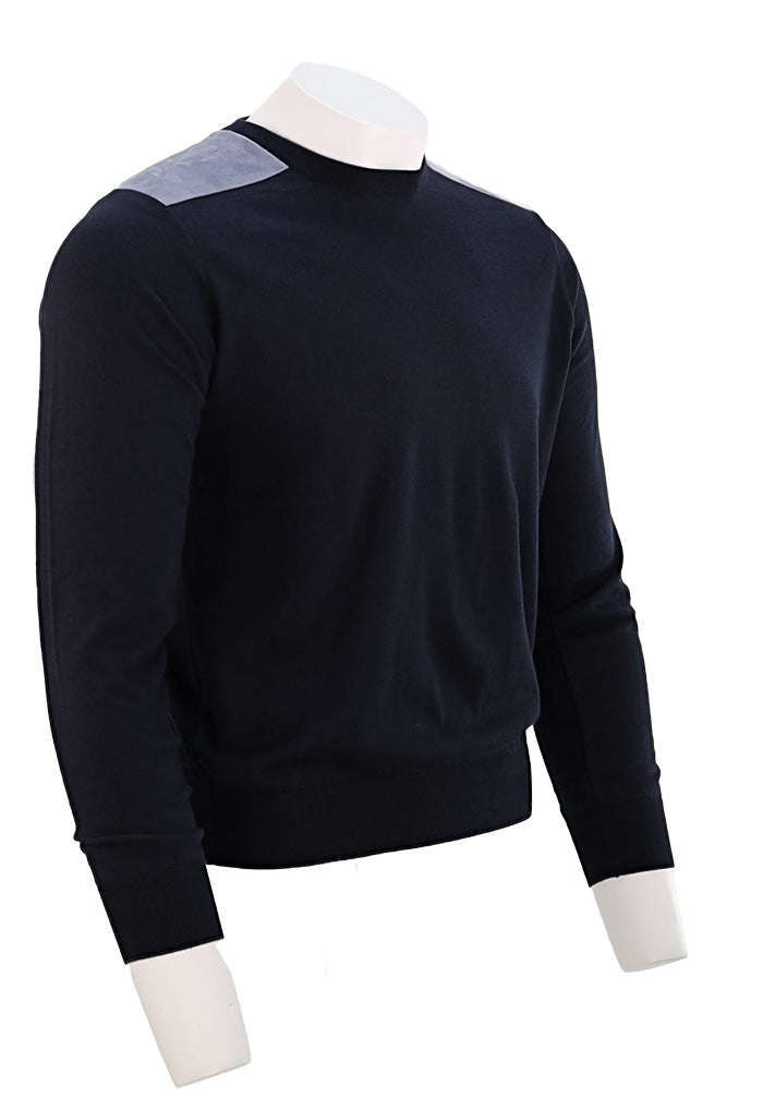Paul and Shark Crew Neck with Leather Detail