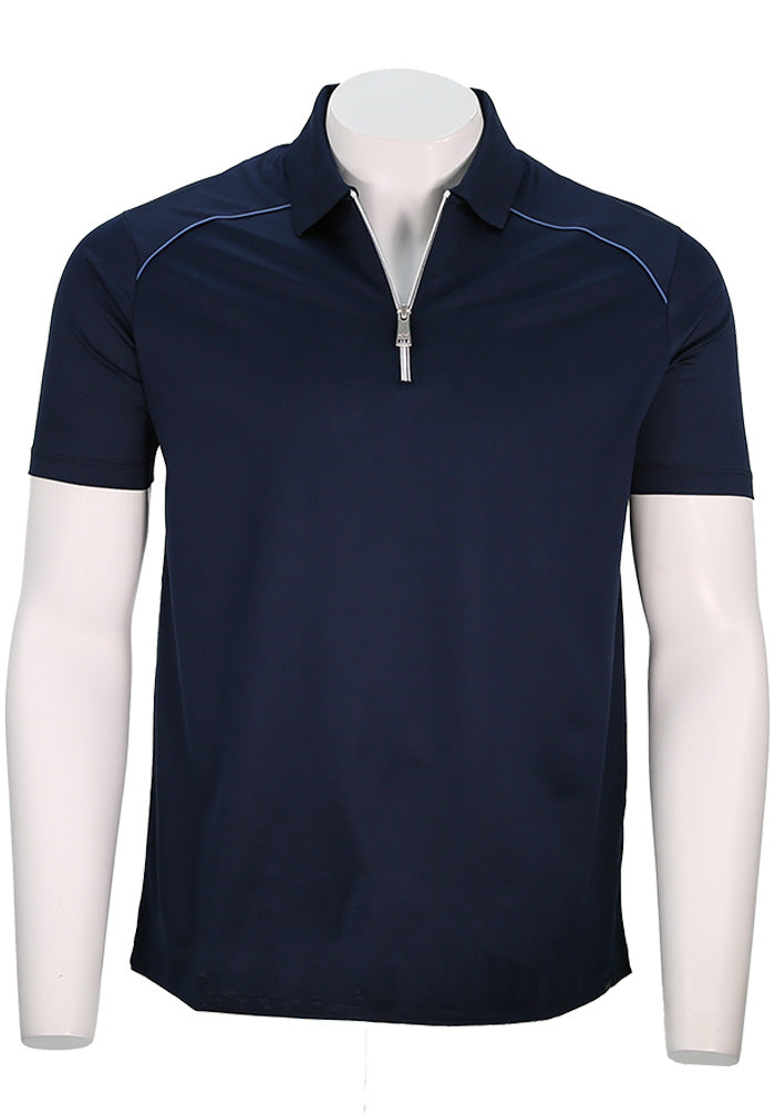Paul & Shark Men's S/S Zip Polo In Dark Navy Blue - Mondo Uomo Fine Menswear
