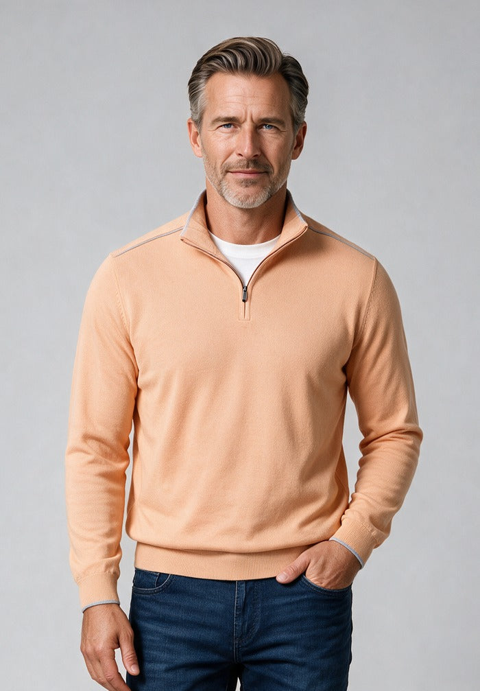 Paul & Shark Quarter Zip Sweater, Orange — model detail