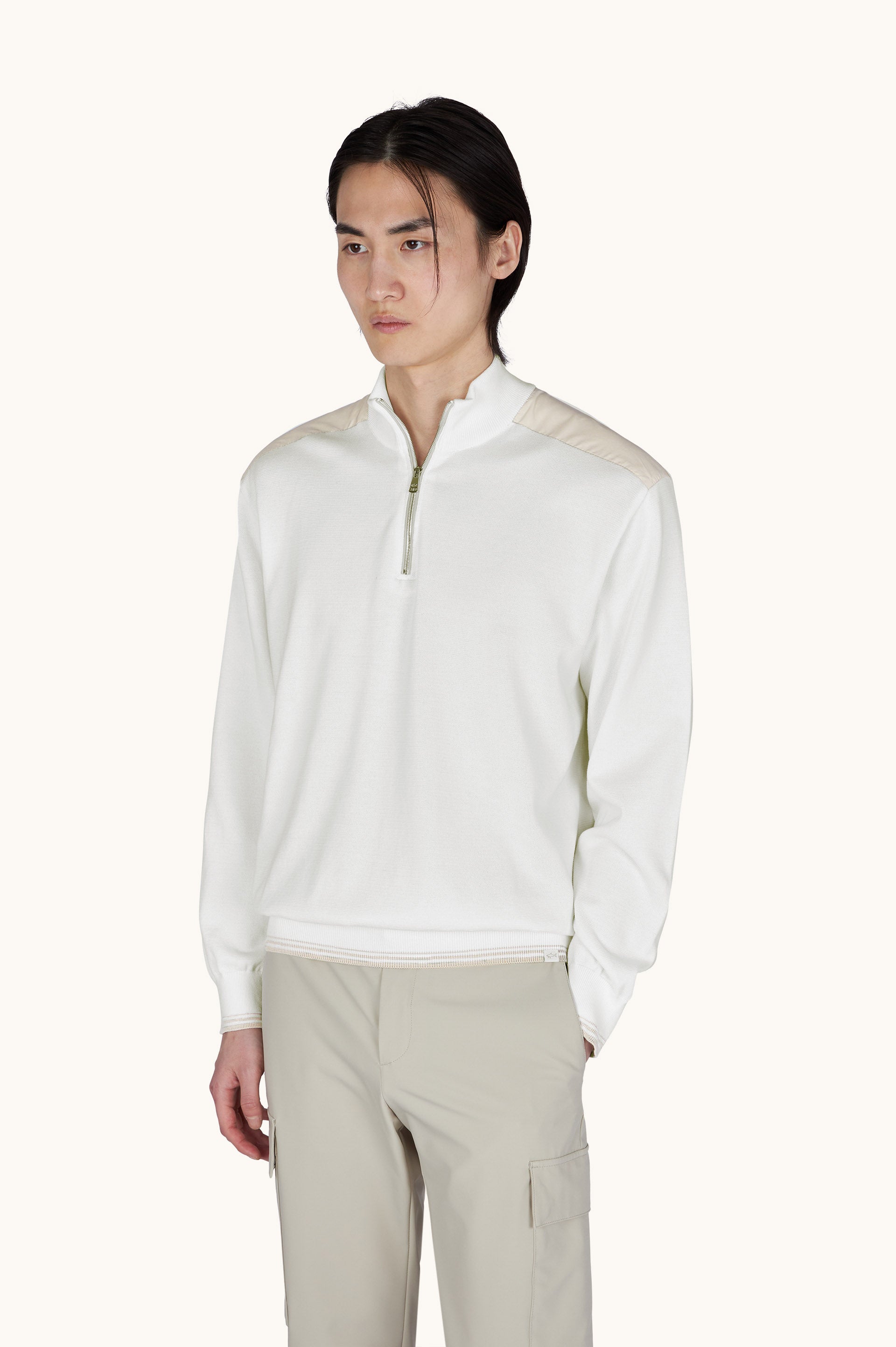 Paul & Shark Half Zip Sweater, Cream – view 4