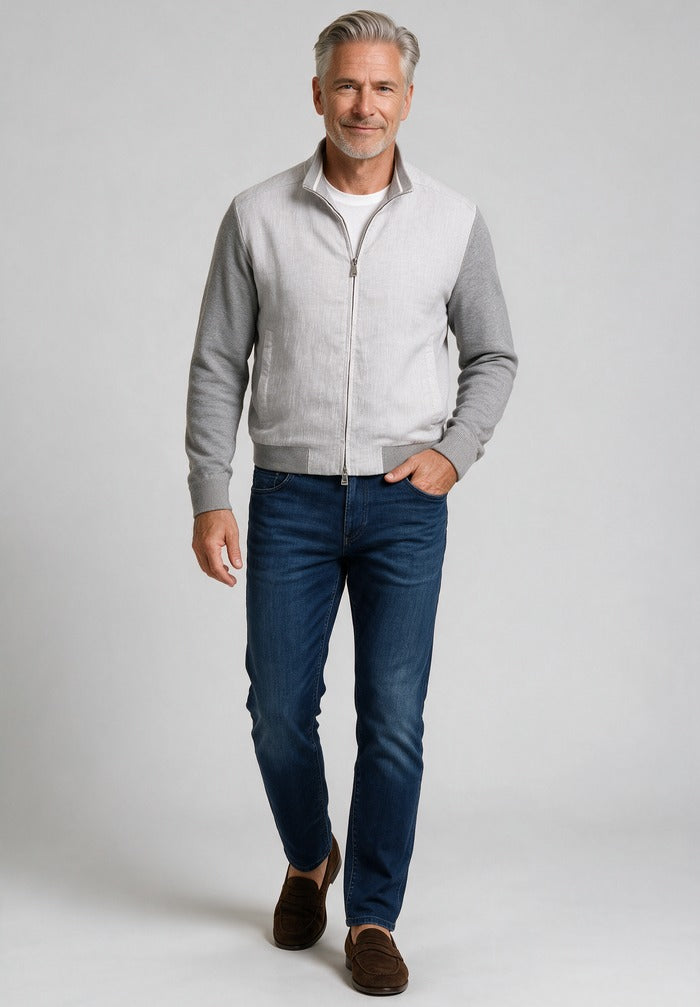 Paul & Shark Cotton Hybrid, Grey — worn with denim