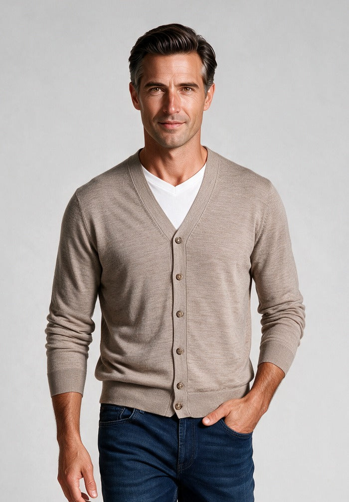 Paul & Shark Cardigan, Almond — model detail