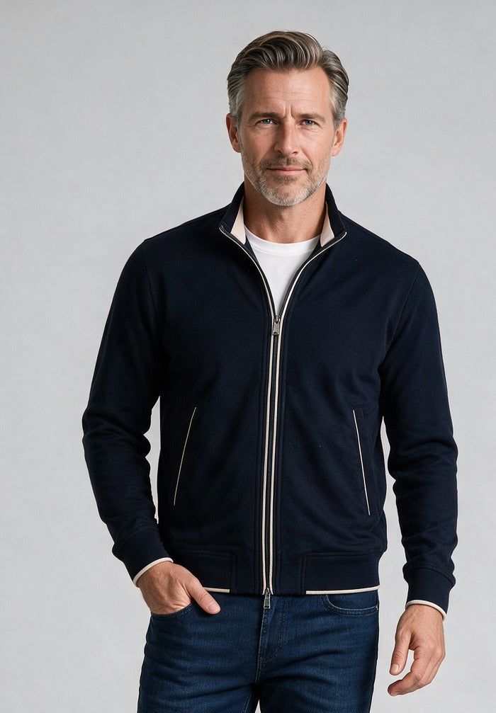 Paul & Shark Full Zip Sweater, Navy — model detail