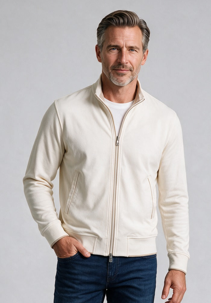 Paul & Shark Full Zip Sweater, Cream — model detail