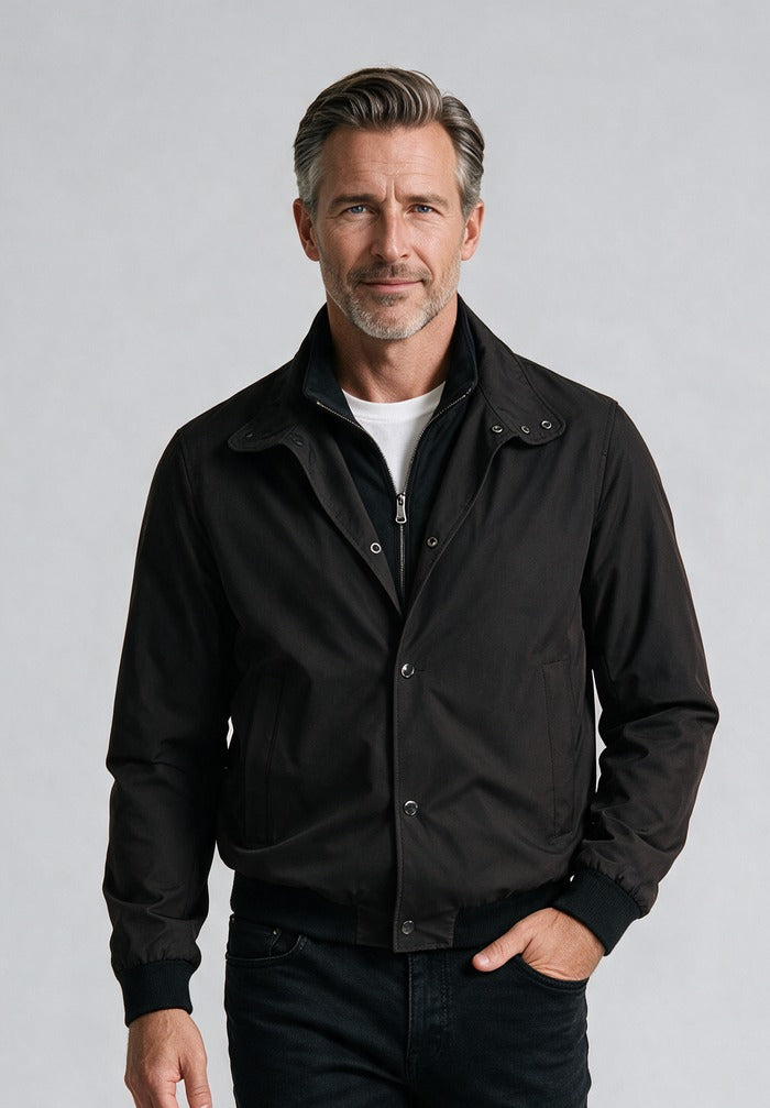 Paul & Shark Button Down Bomber, Black — model detail