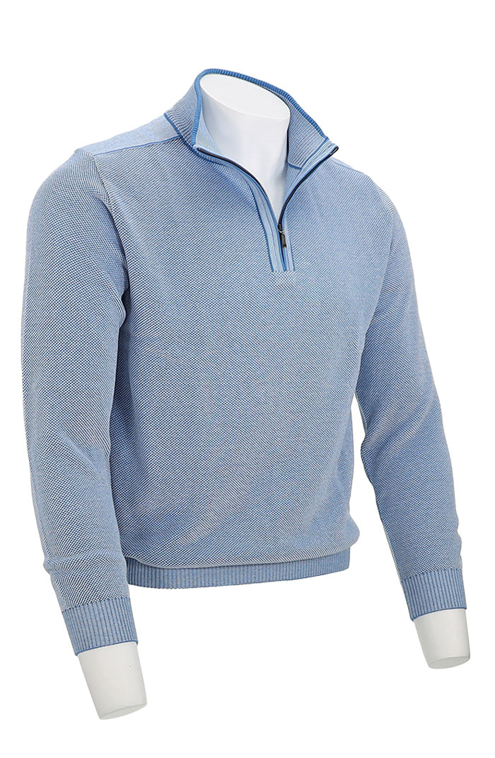 St. Croix Zip Mock Crystal Stitch, COASTAL BL/WHIT