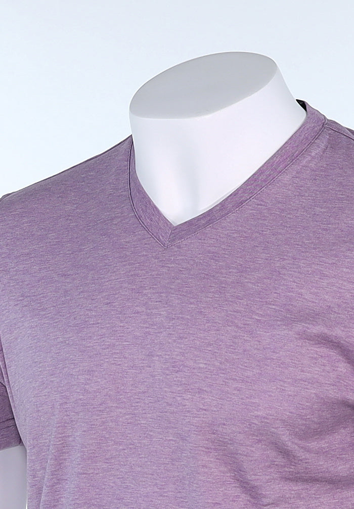 Raffi Aqua Cotton Noah V-Neck Tee in Lilac – view 2 #Color_Lilac