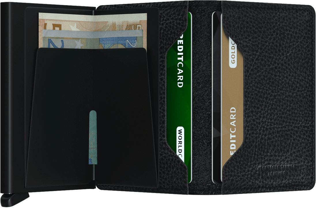 SECRID Men's Slimwallet Vegetable Tanned In Black\Black Open View- Mondo Uomo