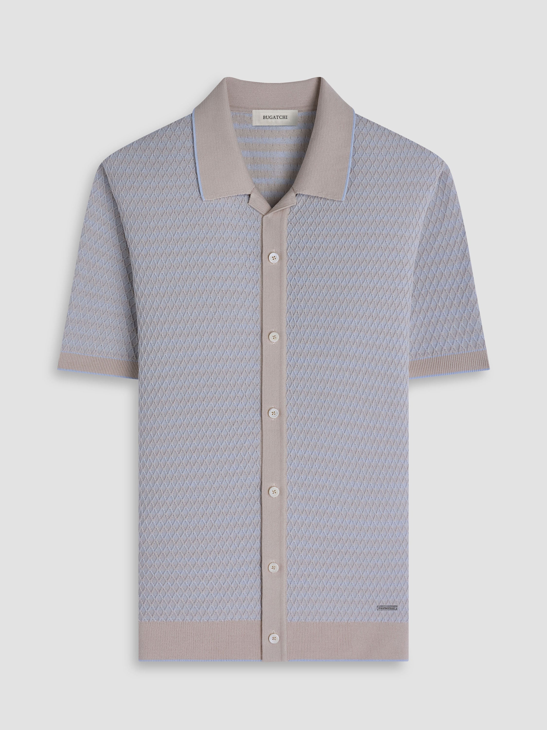 Bugatchi S/S Full Button Shirt, Almond