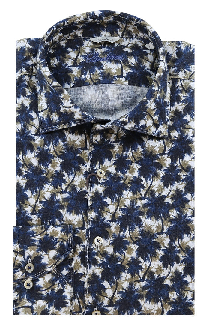Stenstrom Men's L/S Linen Shirt In Floral Print - Mondo Uomo