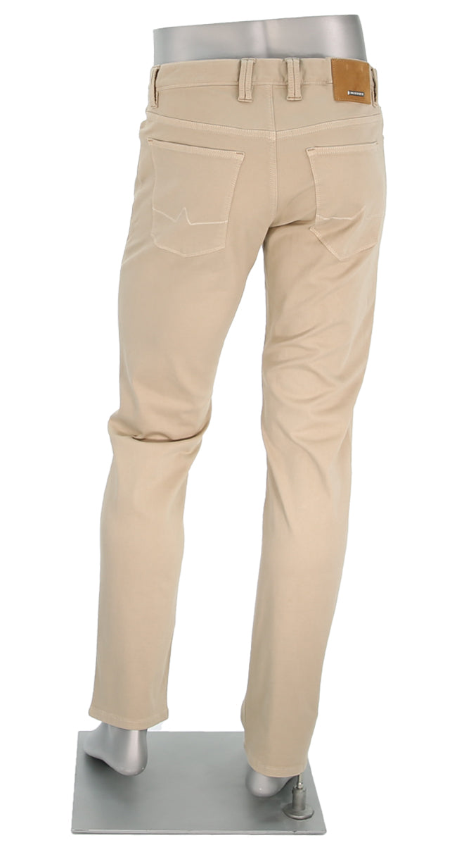 Alberto Men's Pipe Stretch Colored Jeans In Light Tan Back View - Mondo Uomo