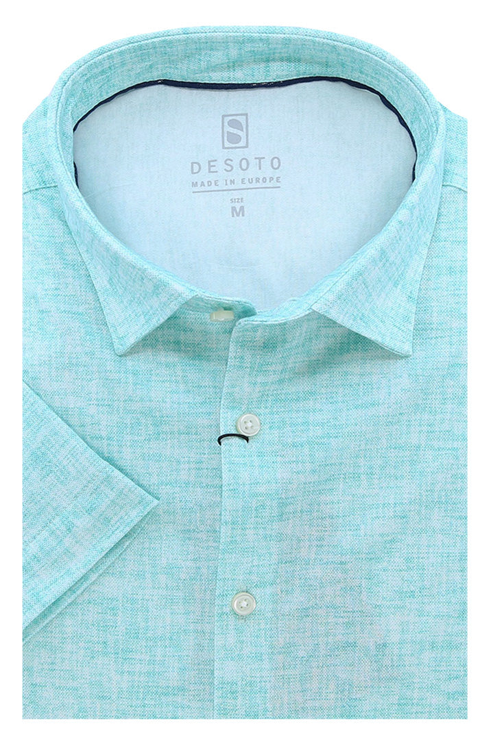 Desoto Men's Pattern Fusion Short Sleeve Shirt In Aqua - Mondo Uomo