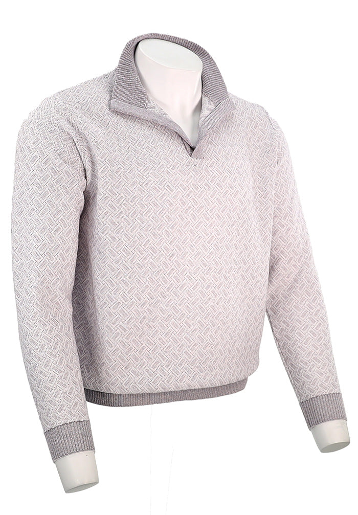 St. Croix Men's Crystal Linen Open Mock In Mulberry Angled View 4266