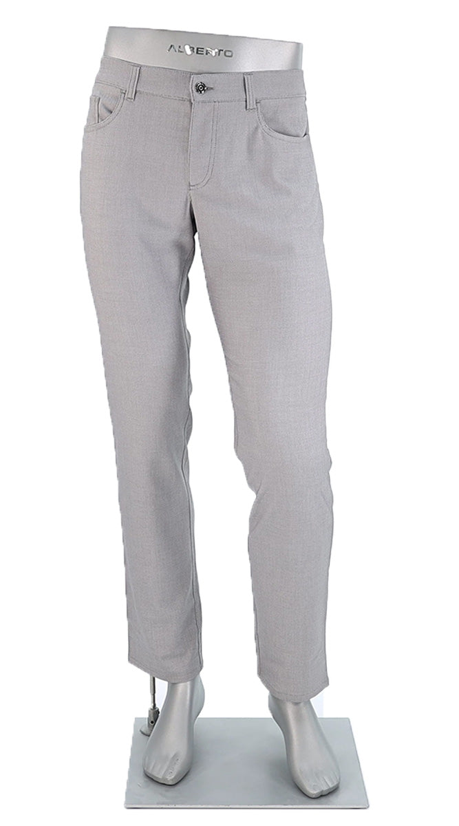 Alberto Pipe Ceramica Men’s Light Grey Two-Tone Slim Fit Pants – Mondo Uomo