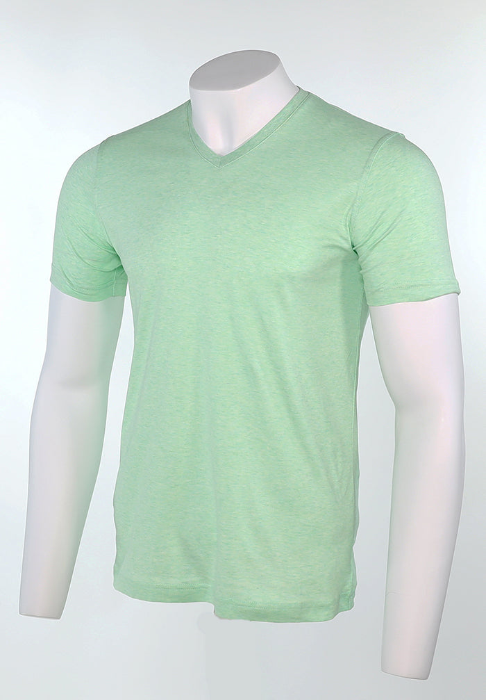 Raffi Aqua Cotton Noah V-Neck Tee in Mint – view 4 #Color_Mint