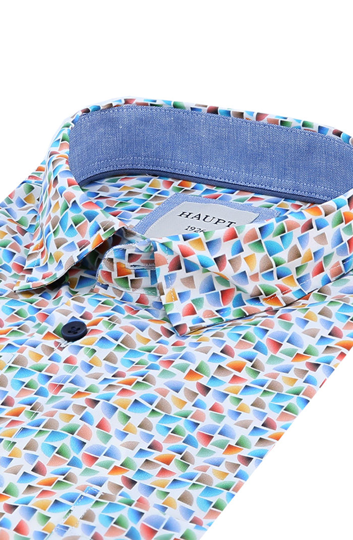 Haupt Men's Short Sleeve Shirt with Bold Geometric Print 8032 S/S Close Up
