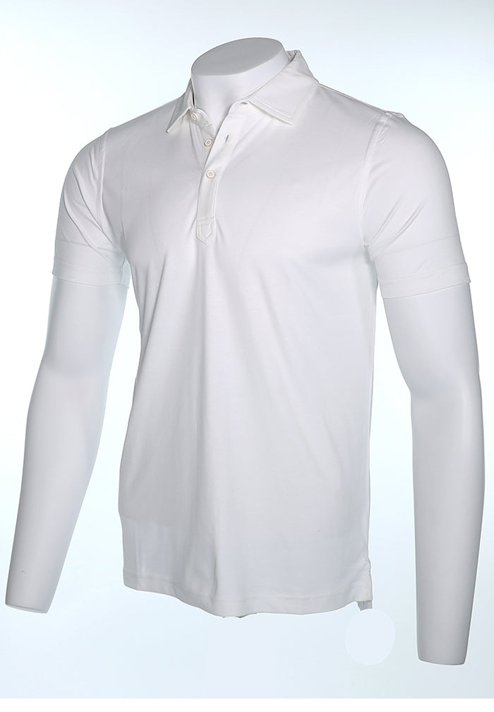 Raffi Aqua Cotton Sherwood Polo in White – view 3 #Color_White
