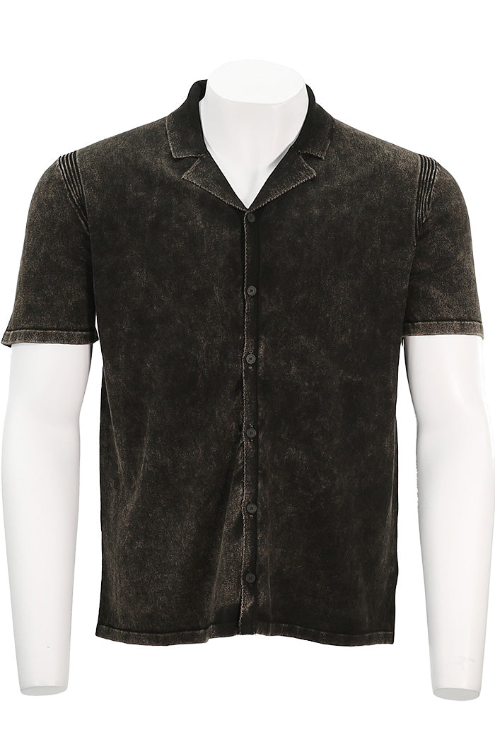 John Varvatos Men's Carter Cotton S/S Shirt In Old Bark - Mondo Uomo