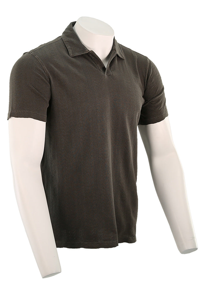 John Varvatos Zion Short Sleeve Polo In Flat Grey Side View K6171F25