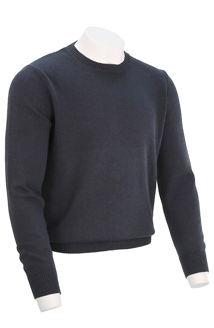 Corneliani Men's Long Sleeve Cashmere Sweater In Dark Navy Blue Angled View 5176