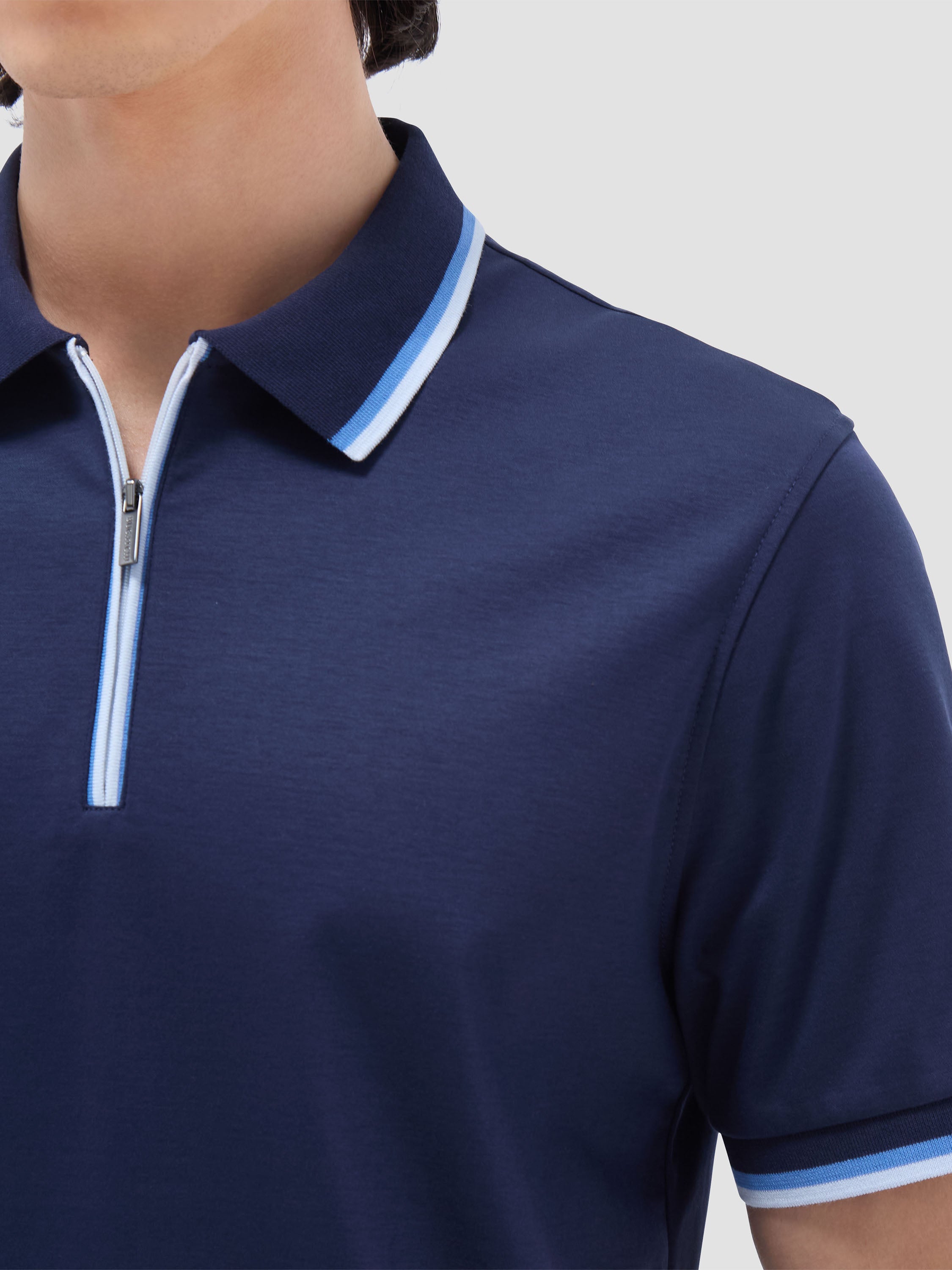 S/S Bugatchi Quarter Zip Polo
