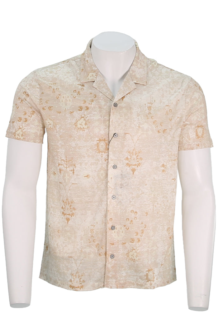 John Varvatos Men's Espino Short Sleeve Camp Collar Shirt with Persian Detail - Mondo Uomo