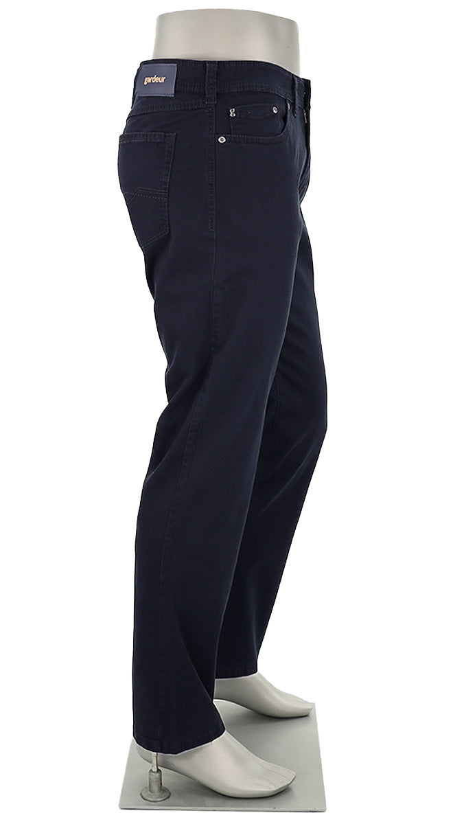 Gardeur Men’s Nevio Regular Fit Navy Cotton Pants with Straight Leg Side View – Mondo Uomo