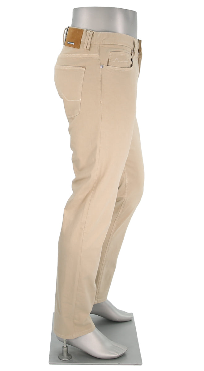 Alberto Men's Pipe Stretch Colored Jeans In Light Tan Side View P1764