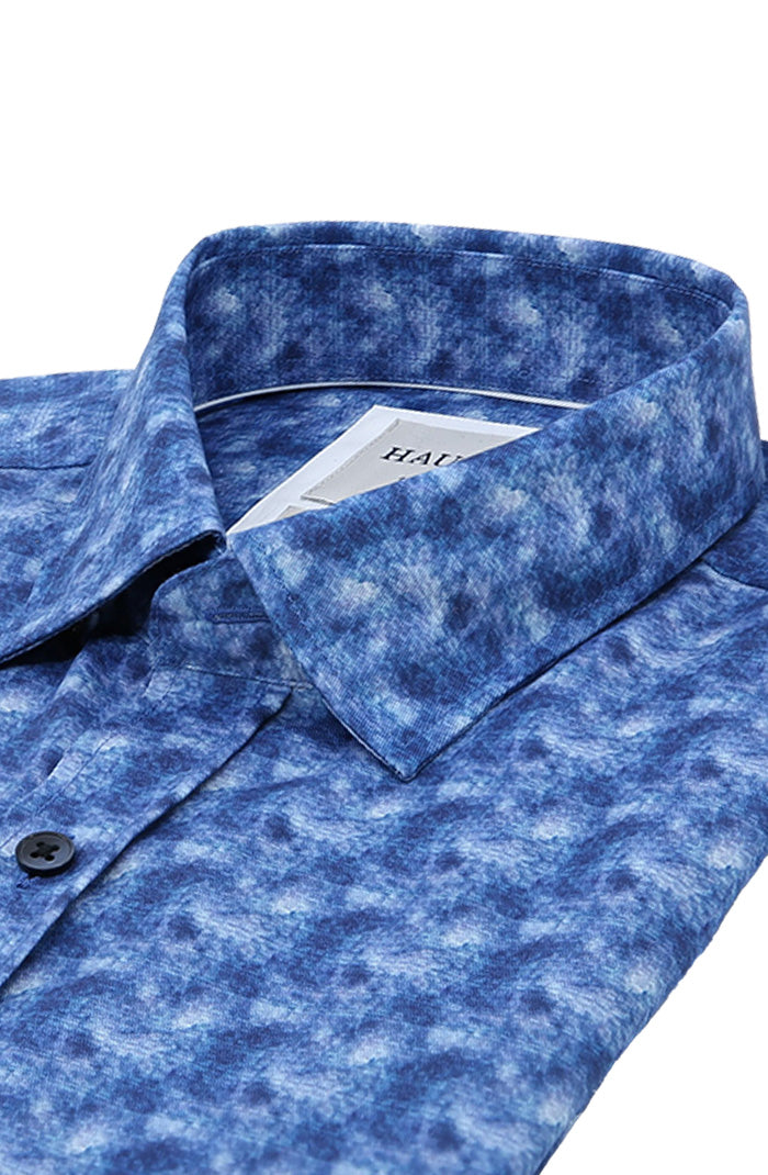 Haupt Long Sleeve Shirt For Men In Rich Shades Of Blue Close Up 9021-2324