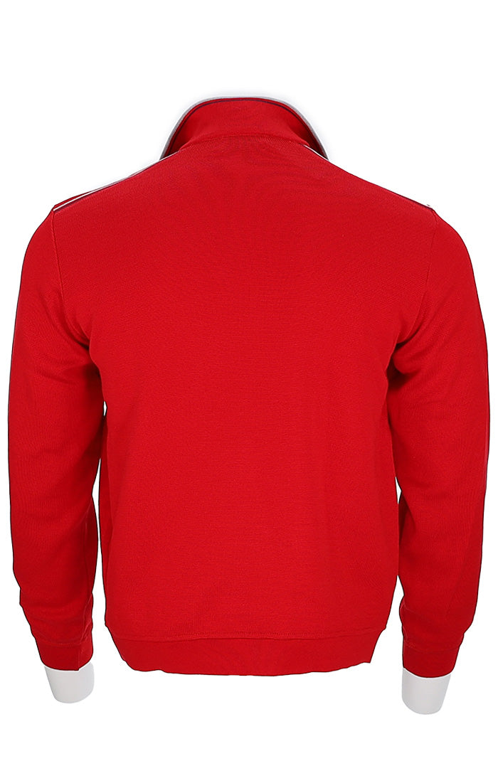 Back view of St. Croix Men’s Red Cotton Stripe Detail Zip Mock Sweater – Mondo Uomo