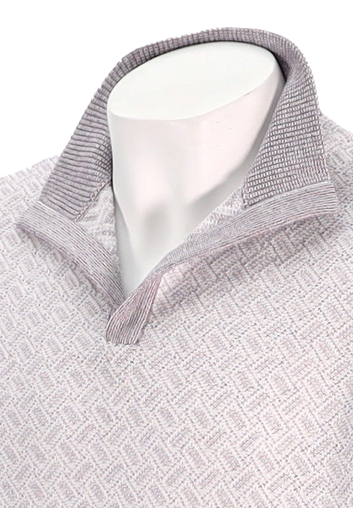 St. Croix Men's  Crystal Linen Open Mock In Mulberry Close Up