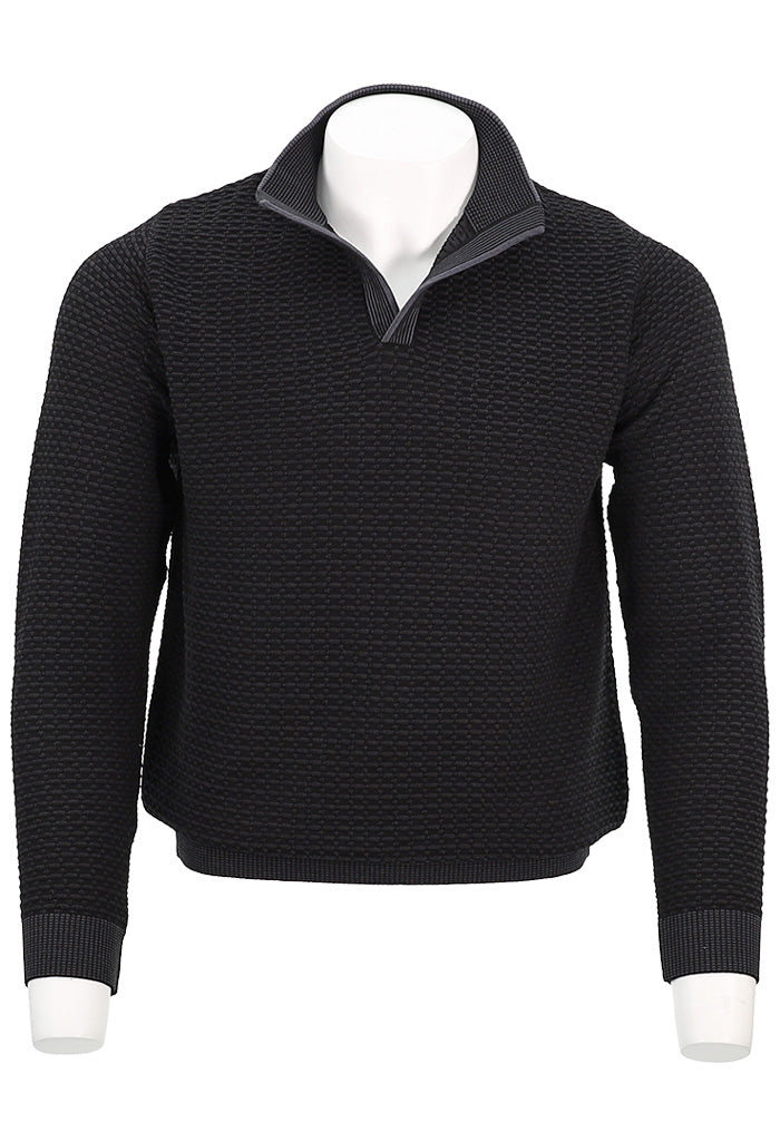 St Croix Two Tone Texture Open Mock | Black