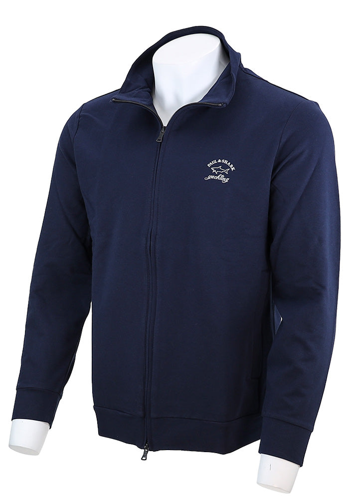 PAUL & SHARK Men’s Full Zip Sweater in Cotton Blend with Logo Print – Mondo Uomo
