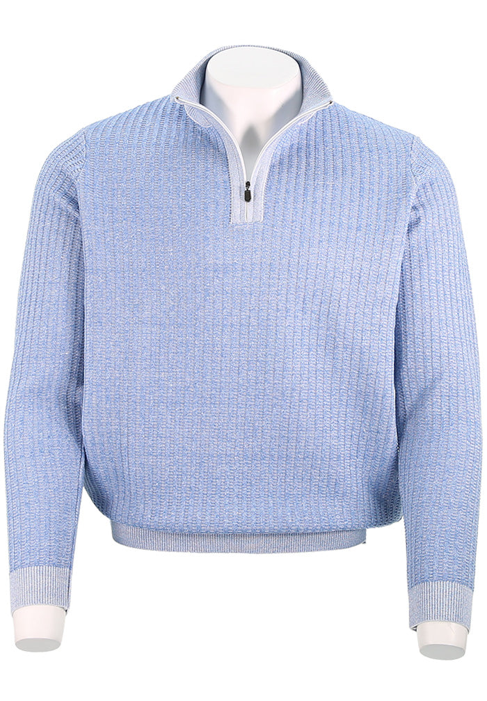 St. Croix Long Sleeve Zip Mock Sweater, Sky Blue