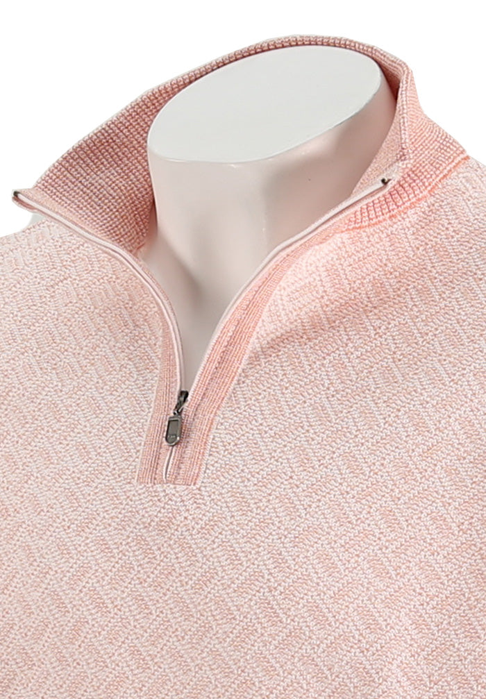 St. Croix Two Tone Zip Mock For Men In Canyon Close Up