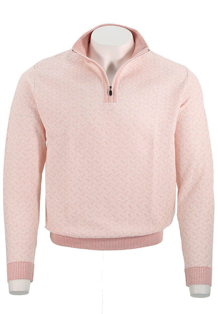 St. Croix Two Tone Zip Mock For Men In Canyon - Mondo Uomo