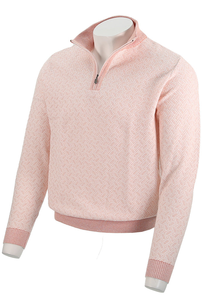 St. Croix Men's Techno Linen Two Tone Zip Mock In Canyon Angled View - Mondo Uomo